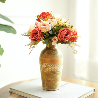 Etched Mango Wood Bud Vase