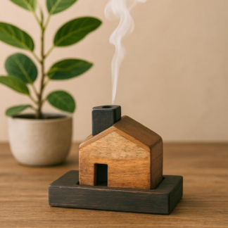House Shape Wooden Incense Holder