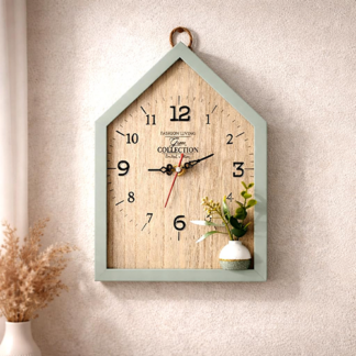 House Shape Wooden Wall Clock