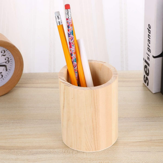 Wooden Round Pen Holder Case