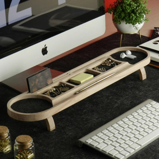 Wooden Desk Organizer with Planter