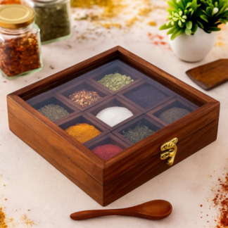 Wooden Spice Box with Compartments