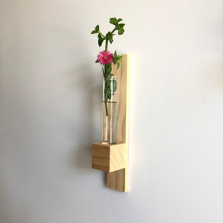Wooden Test Tube wall Planter Stand