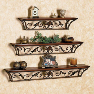 Iron Wooden Wall Shelf Set